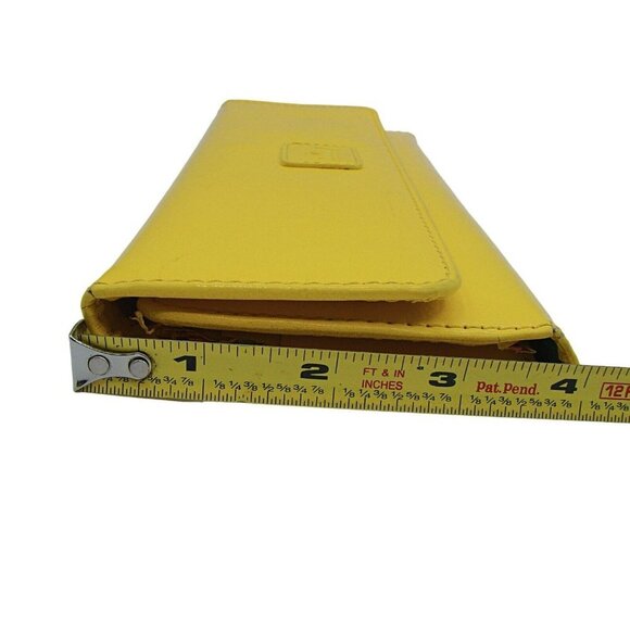 Baekgaard Yellow Banana Patent Faux Leather Wallet Card Slots Tri-fold 8.5x4" - Picture 9 of 11